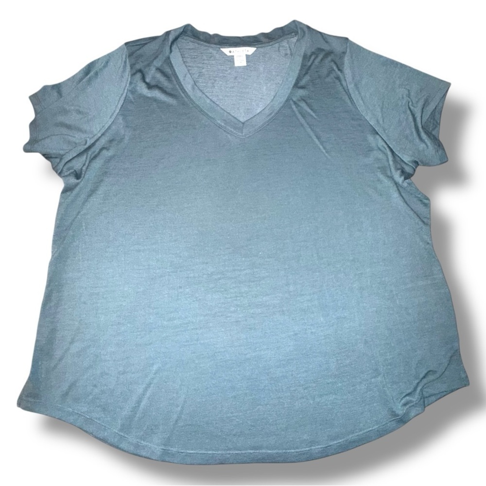 ATHLETA Breezy V-Neck Tee - Oxidized Green 1X - Picture 5 of 10
